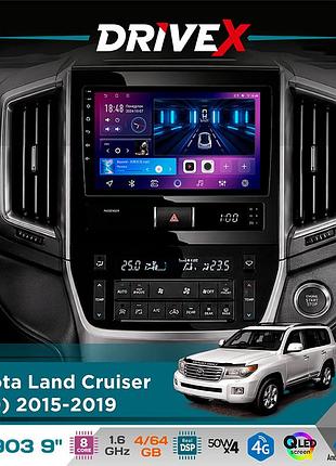 Штатна магнітола для toyota land cruiser (200) 2015-2019 drivex se-903 qled 9" android 8-ядерний 4+64гб sim-картка 3g/4g dsp