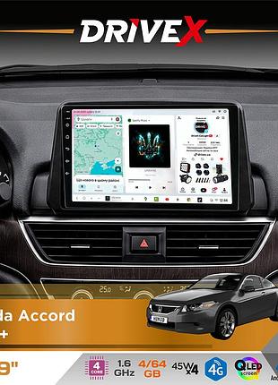 Штатна магнітола для honda accord 2018+ drivex s3 qled 9" android 8-ядерний 1.6ггц 4x64гб sim-картка 3g/4g 7388 4x45w asp tm2313