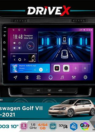 Штатна магнітола для volkswagen golf vii 2012-2021 drivex se-1003 qled 10" android 8-ядерний 4+64гб sim-картка 3g/4g dsp