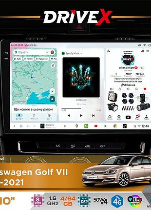 Штатная магнитола для volkswagen golf vii 2012-2021 drivex s4 qled 10" android 8-ядерный 1.6ггц 4x64гб sim-карта 3g/4g tda7851