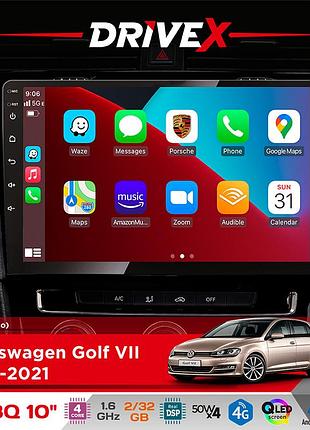 Штатная магнитола для volkswagen golf vii 2012-2021 drivex un8 qled 10" android 4-ядерный 2x32гб 4x45w беспроводной carplay и