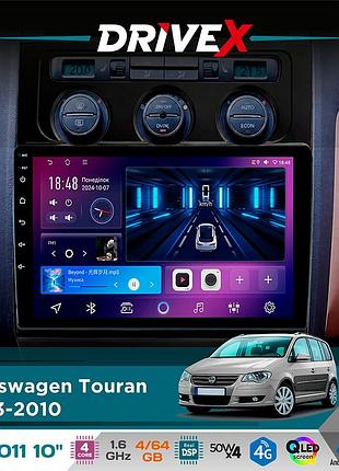Штатная магнитола для volkswagen touran 2003-2010 drivex se-1011 qled 10" android 4-ядерный 4+64гб dsp 4x50w(tda7851) беспроводной