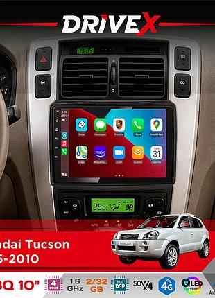 Штатна магнітола для hyundai tucson 2005-2010 drivex un8 qled 10" android 4-ядерний 2x32гб 4x45w бездротовий carplay та