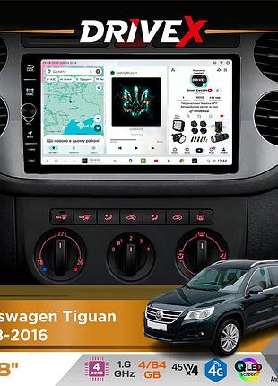 Штатная магнитола для volkswagen tiguan 2008-2016 drivex s3 qled 8" с физическими кнопками android 8-ядерный 1.6ггц 4x64гб sim-карта