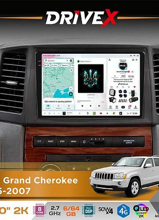 Штатна магнітола для jeep grand cherokee 2005-2007 drivex s7 2k qled 10" android 8-ядерний 2.7ггц 6x64гб sim-картка 3g/4g ak7808
