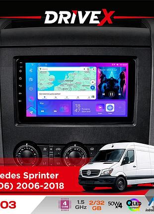 Штатная магнитола для mercedes sprinter (w906) 2006-2018 drivex a-903 qled 9" android 4-ядерный 2+32гб 4x50w(tda7851) беспроводной