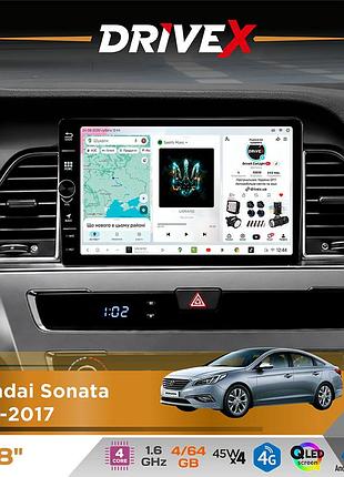 Штатна магнітола для hyundai sonata 2015-2017 drivex s3 qled 8" з фізичними кнопками android 8-ядерний 1.6ггц 4x64гб sim-картка