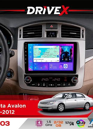 Штатная магнитола для toyota avalon 2010-2012 drivex a-903 qled 9" android 4-ядерный 2+32гб 4x50w(tda7851) беспроводной carplay и