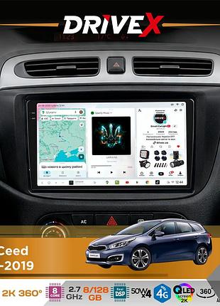 Штатная магнитола для kia ceed 2012-2019 drivex s7+ 2k qled 9" android 8-ядерный 2.7ггц 8x128гб sim-карта 3g/4g ak7808 ab 4x50w