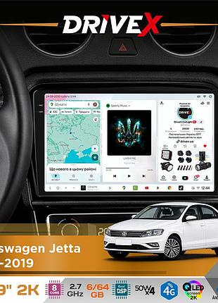 Штатная магнитола для volkswagen jetta 2013-2019 drivex s7 2k qled 9" android 8-ядерный 2.7ггц 6x64гб sim-карта 3g/4g ak7808 ab
