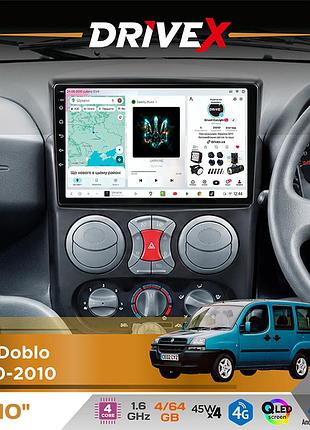Штатная магнитола для fiat doblo 2000-2010 drivex s3 qled 10" android 8-ядерный 1.6ггц 4x64гб sim-карта 3g/4g 7388 4x45w asp