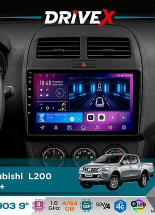 Штатная магнитола для mitsubishi l200 2015+ drivex se-903 qled 9" android 8-ядерный 4+64гб sim-карта 3g/4g dsp 4x50w(tda7851)