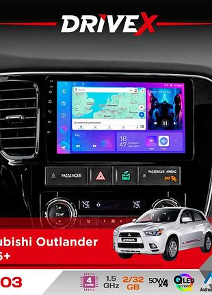 Штатная магнитола для mitsubishi outlander 2006+ drivex a-903 qled 9" android 4-ядерный 2+32гб 4x50w(tda7851) беспроводной carplay
