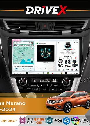 Штатная магнитола для nissan murano 2015-2024 drivex s7+ 2k qled 10" android 8-ядерный 2.7ггц 8x128гб sim-карта 3g/4g ak7808 ab