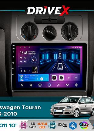 Штатная магнитола для volkswagen touran 2003-2010 drivex se-1011 qled 10" android 4-ядерный 4+64гб dsp 4x50w(tda7851) беспроводной