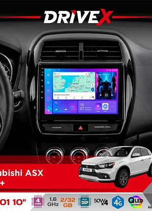 Штатная магнитола для mitsubishi asx 2019+ drivex a-1001 10" android 4-ядерный 2+32гб 4x45w беспроводной carplay и androidauto