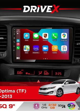 Штатная магнитола для kia optima (tf) 2010-2013 drivex un5 qled 9" android 4-ядерный 2+32гб 4x45w беспроводной carplay и