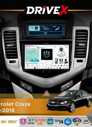 Штатна магнітола для chevrolet cruze 2012-2016 drivex s7+ 2k qled 9" android 8-ядерний 2.7ггц 8x128гб sim-картка 3g/4g ak7808 ab