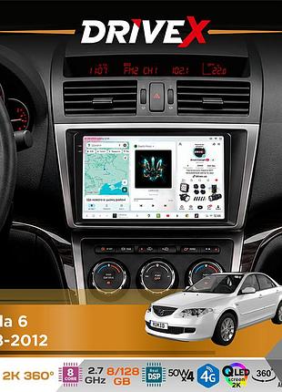 Штатна магнітола для mazda 6 2008-2012 drivex s7+ 2k qled 9" android 8-ядерний 2.7ггц 8x128гб sim-картка 3g/4g ak7808 ab 4x50w