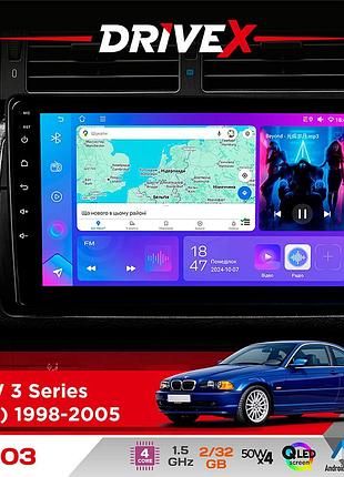 Штатная магнитола для bmw 3 series (e46) 1998-2006 drivex a-903 qled 9" android 4-ядерный 2+32гб 4x50w(tda7851) беспроводной carplay