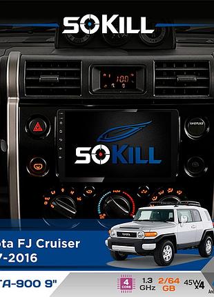 Штатна магнітола для toyota fj cruiser 2007-2016 sokill delta-900 9" android 4-ядерний 2+64гб 4x45w бездротовий carplay та