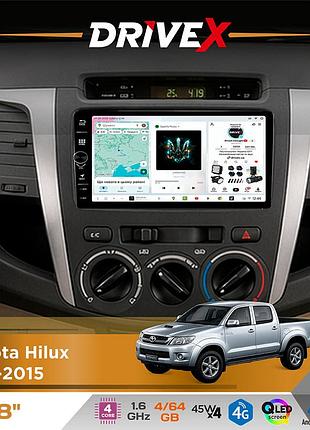 Штатная магнитола для toyota hilux 2011-2015 drivex s3 qled 8" с физическими кнопками android 8-ядерный 1.6ггц 4x64гб sim-карта