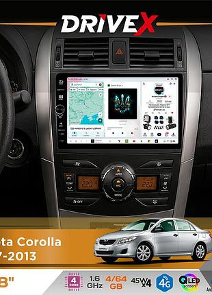 Штатна магнітола для toyota corolla 2007-2013 drivex s3 qled 8" з фізичними кнопками android 8-ядерний 1.6ггц 4x64гб sim-картка