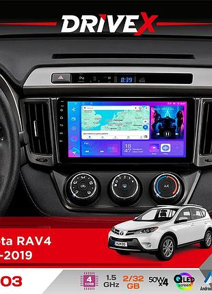 Штатная магнитола для toyota rav4 2013-2019 drivex a-903 qled 9" android 4-ядерный 2+32гб 4x50w(tda7851) беспроводной carplay и