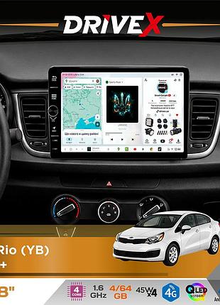 Штатная магнитола для kia rio (yb) 2016+ drivex s3 qled 8" с физическими кнопками android 8-ядерный 1.6гц 4x64гб sim-карта 3g/4g