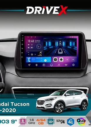 Штатна магнітола для hyundai tucson 2018-2020 drivex se-903 qled 9" android 8-ядерний 4+64гб sim-картка 3g/4g dsp 4x50w(tda7851)