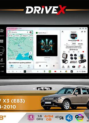 Штатная магнитола для bmw x3 (e83) 2004-2010 drivex s3 qled 8" с физическими кнопками android 8-ядерный 1.6ггц 4x64гб sim-карта