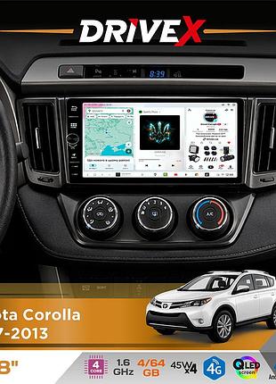 Штатна магнітола для toyota corolla 2007-2013 drivex s3 qled 8" з фізичними кнопками android 8-ядерний 1.6ггц 4x64гб sim-картка