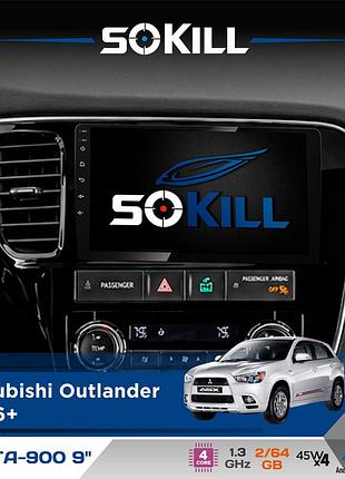 Штатная магнитола для mitsubishi outlander 2006+ sokill delta-900 9" android 4-ядерный 2+64гб 4x45w беспроводной carplay и
