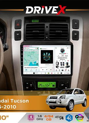 Штатная магнитола для hyundai tucson 2005-2010 drivex s3 qled 10" android 8-ядерный 1.6ггц 4x64гб sim-карта 3g/4g 7388 4x45w asp