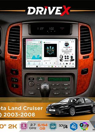 Штатная магнитола для toyota land cruiser (100) 2003-2008 drivex s7 2k qled 10" android 8-ядерный 2.7ггц 6x64гб sim-карта 3g/4g