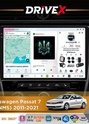 Штатная магнитола для volkswagen passat 7 (b7) (nms) 2011-2021 drivex s7+ 2k qled 10" android 8-ядерный 2.7ггц 8x128гб sim-карта