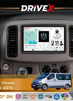 Штатная магнитола для nissan primastar 2006-2014 drivex s7 2k qled 10" android 8-ядерный 2.7ггц 6x64гб sim-карта 3g/4g ak7808 ab