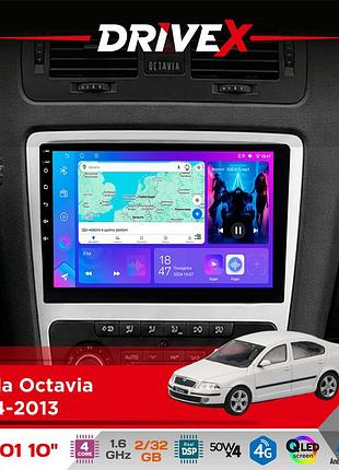 Штатная магнитола для skoda octavia 2004-2013 drivex a-1001 10" android 4-ядерный 2+32гб 4x45w беспроводной carplay и androidauto