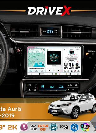 Штатная магнитола для toyota auris 2017-2019 drivex s7 2k qled 9" android 8-ядерный 2.7ггц 6x64гб sim-карта 3g/4g ak7808 ab 4x50w
