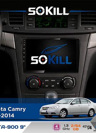 Штатная магнитола для toyota camry 2011-2014 sokill delta-900 9" android 4-ядерный 2+64гб 4x45w беспроводной carplay и androidauto