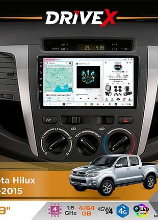 Штатная магнитола для toyota hilux 2011-2015 drivex s3 qled 9" android 8-ядерный 1.6ггц 4x64гб sim-карта 3g/4g 7388 4x45w asp