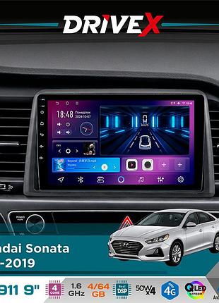 Штатная магнитола для hyundai sonata 2018-2019 drivex se-911 4+64гб qled 9" android 4-ядерный 4x50w(tda7851) dsp беспроводной