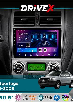 Штатна магнітола для kia sportage 2005-2009 drivex se-911 4+64гб qled 9" android 4-ядерний 4x50w(tda7851) dsp бездротовий carplay