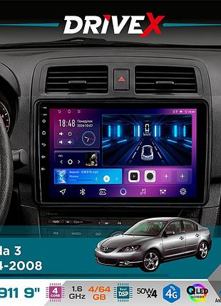 Штатна магнітола для mazda 3 2004-2008 drivex se-911 4+64гб qled 9" android 4-ядерний 4x50w(tda7851) dsp бездротовий carplay та