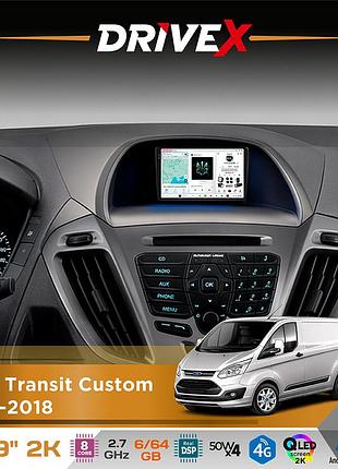 Штатная магнитола для ford transit custom 2012-2018 drivex s7 2k qled 9" android 8-ядерный 2.7ггц 6x64гб sim-карта 3g/4g ak7808 ab