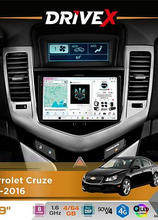 Штатная магнитола для chevrolet cruze 2012-2016 drivex s4 qled 9" android 8-ядерный 1.6ггц 4x64гб sim-карта 3g/4g tda7851 4x50w