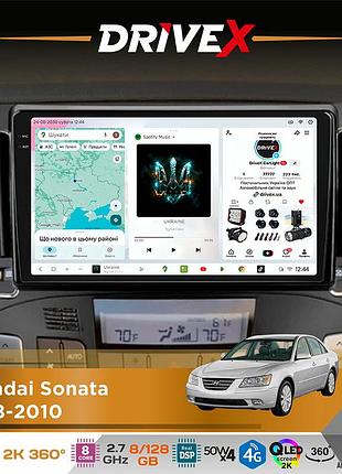 Штатная магнитола для hyundai sonata 2008-2010 drivex s7+ 2k qled 9" android 8-ядерный 2.7ггц 8x128гб sim-карта 3g/4g ak7808 ab