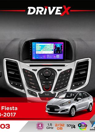 Штатная магнитола для ford fiesta 2008-2017 drivex a-903 qled 9" android 4-ядерный 2+32гб 4x50w(tda7851) беспроводной carplay и