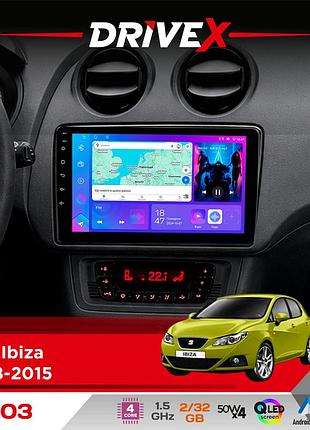 Штатна магнітола для seat ibiza 2008-2015 drivex a-903 qled 9" android 4-ядерний 2+32гб 4x50w(tda7851) бездротовий carplay та