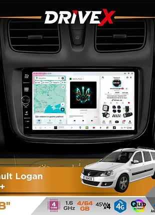 Штатная магнитола для renault logan 2013+ drivex s3 qled 8" с физическими кнопками android 8-ядерный 1.6ггц 4x64гб sim-карта 3g/4g